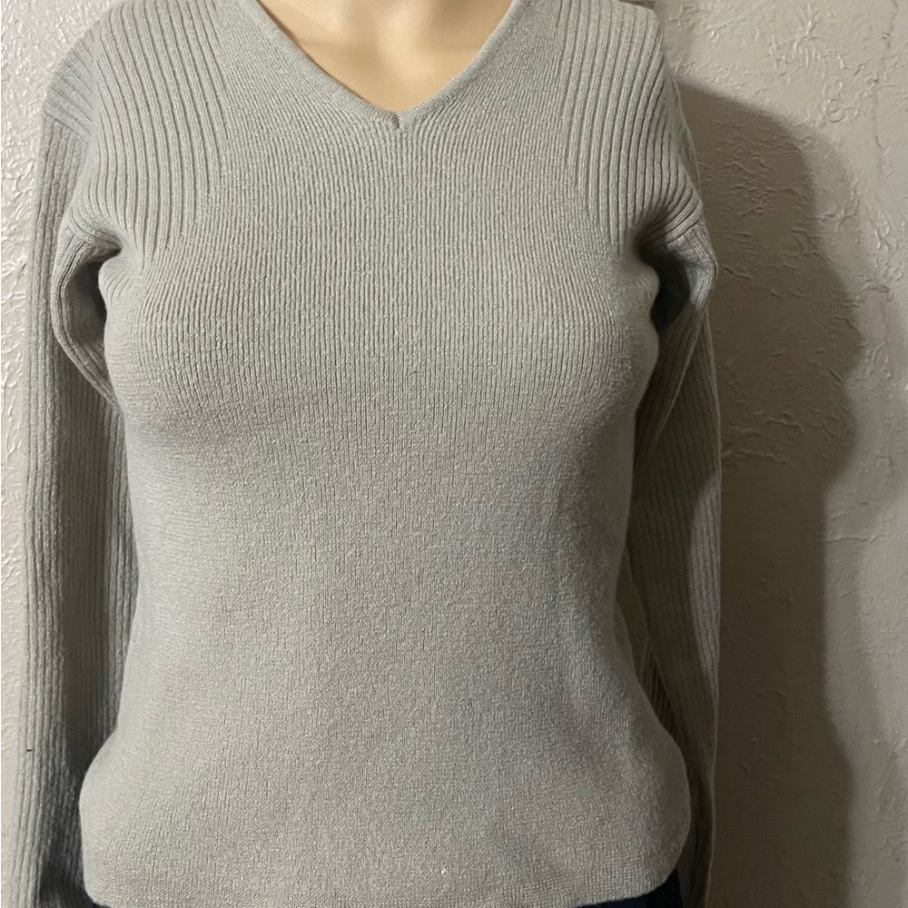 Women's Gray V-Neck Sweater